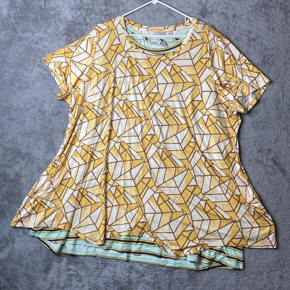 Logo By Lori Goldstein Printed Twin Set Maize 3X - Picture 1 of 10